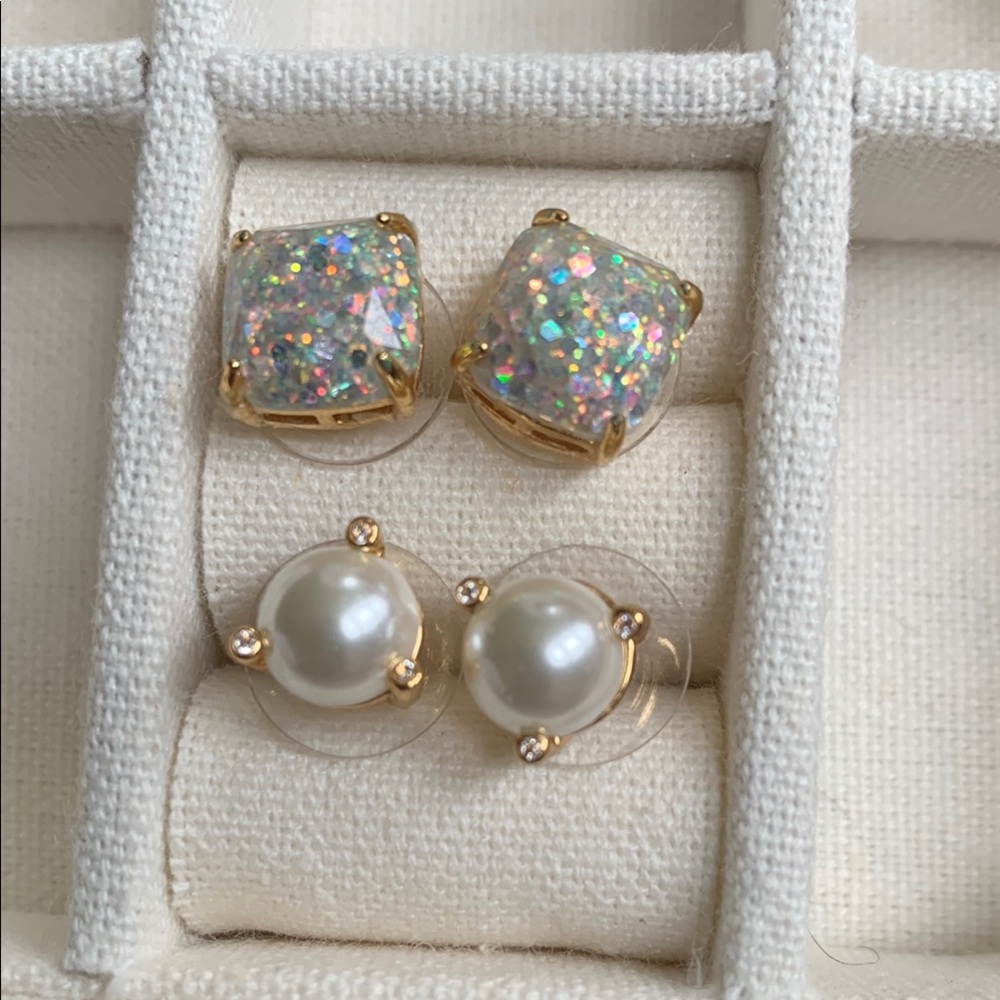 Kate Spade Earrings Set of glitter earrings& set of pearl earrings-FabFitFun
